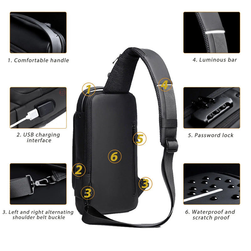 Mochila Anti-Furto com Senha USB Slim Bag